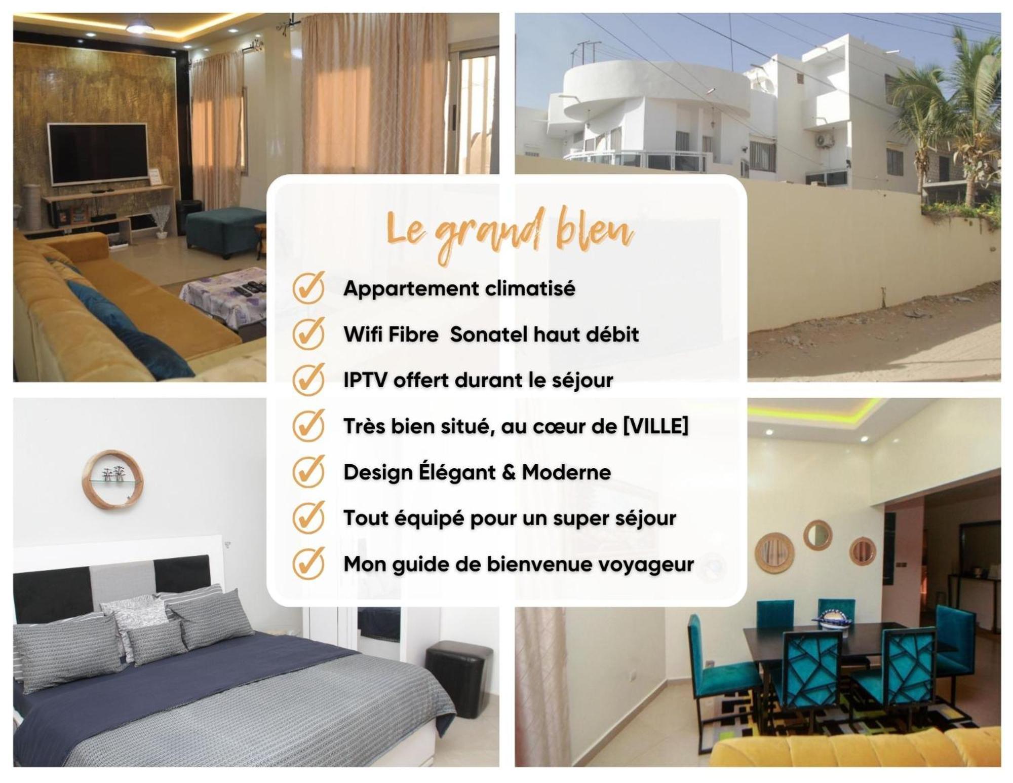 Le "Grand Bleu", Un Bel Appartement Paisible, Sur Et Spatieux Au Coeur De La Station Balneaire De Saly Portudal Eksteriør billede